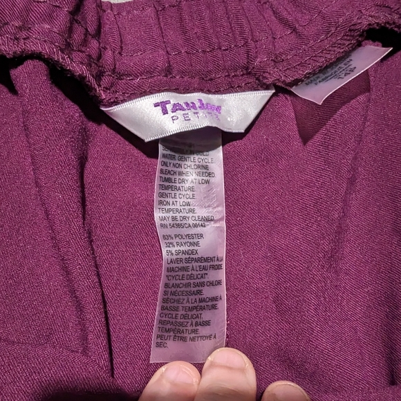 NWT TanJay Womens Burgundy slacks size 14P Elastic waist band casual pants - Picture 2 of 7